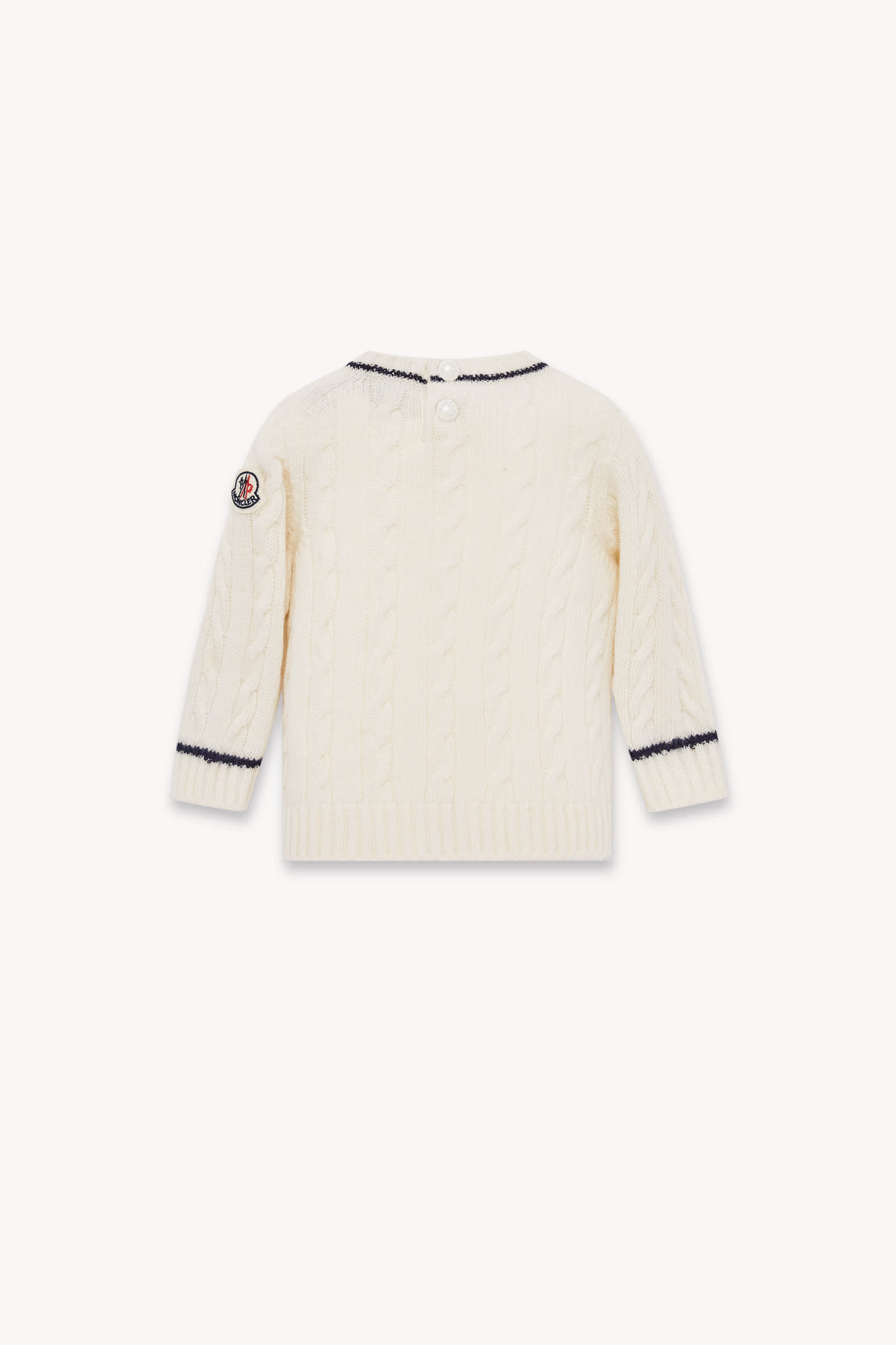 Jersey de lana con ribete a rayas Niño Blanco Moncler 3